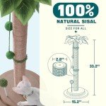 Aplatho Scratching Posts for Indoor Cats Adults - 33.2" Tall Cat Scratching Post with Sisal Rope - Cute Kitten Cat Tree Scratching Post with Interactive Ball Track