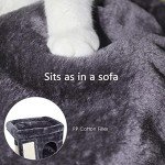 SYANDLVY Small Cat Tree for Indoor Cats Large Adult, Cat Tower with Scratching Post, Modern Cat House with Padded Perch, Kittens Condo with Board, Cat Cave (Smoky Grey)