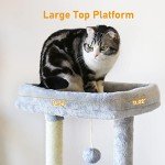 KIYUMI Cat Tree Cat Tower Condo with Sisal Scratching Post for Indoor Cats Cat Tree Cat Furniture with Hammock Perch and Kitten Ball Toys, Multi-Level Pet Activity Center Grey