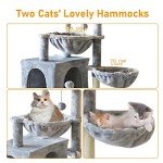 KIYUMI Cat Tree Cat Tower Condo with Sisal Scratching Post for Indoor Cats Cat Tree Cat Furniture with Hammock Perch and Kitten Ball Toys, Multi-Level Pet Activity Center Grey