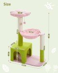 MUTTROS Flower Cat Tree with Large Metal Frame Hammock, 35" Cute Cat Tower with Sisal Scratching Posts for Small Indoor Cats, Cat Condo with Pink Top Perch for Kittens, Pink