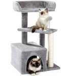 Made4Pets Cat Tree, Carpet Cat Tower Grey for Indoors Cats, Cute Wood Kitty Condo with Scratching Post and Pad, 29" Multi-Level Modern Activity Climbing Furniture for Small and Medium Cats
