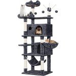 Yaheetech Cat Tree, 67in Cat Tower for Indoor Cats, Multi-Level Cat Condos with 3 Removable Cat Teaser Sticks, Activity Center Furniture Climbing Tower w/Scratching Posts, Hammock, Basket