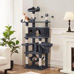 Yaheetech Cat Tree, 67in Cat Tower for Indoor Cats, Multi-Level Cat Condos with 3 Removable Cat Teaser Sticks, Activity Center Furniture Climbing Tower w/Scratching Posts, Hammock, Basket