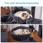 Hey-brother Cat Tree, Cat Tower for Indoor Cats, Cat House with Large Padded Bed, Cozy Condo, Hammocks, Sisal Scratching Posts, Big Scratcher, Smoky Gray MPJ006SG