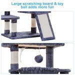 Hey-brother Cat Tree, Cat Tower for Indoor Cats, Cat House with Large Padded Bed, Cozy Condo, Hammocks, Sisal Scratching Posts, Big Scratcher, Smoky Gray MPJ006SG