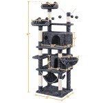 Yaheetech Cat Tree, 67in Cat Tower for Indoor Cats, Multi-Level Cat Condos with 3 Removable Cat Teaser Sticks, Activity Center Furniture Climbing Tower w/Scratching Posts, Hammock, Basket