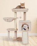 FISH&NAP Cute Cat Tree Kitten Cat Tower for Indoor Cat Condo Sisal Scratching Posts with Jump Platform Cat Furniture Activity Center Play House Beige