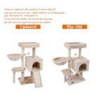 FISH&NAP Cute Cat Tree Kitten Cat Tower for Indoor Cat Condo Sisal Scratching Posts with Jump Platform Cat Furniture Activity Center Play House Beige