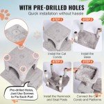 VEVOR Cat Tree for Indoor Cats, 63" Cat Tower with 2 Cat Condos, Sisal Scratching Post, Hammock, Top Perch, Jumping Platforms, Large Cat Furniture Activity Center with Hang Ball, Light Grey