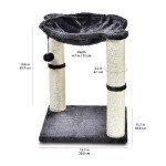 Amazon Basics Cat Tower with Hammock, Scratching Posts and Dangling Ball for Indoor Cats, 15.8 x 15.8 x 19.7 Inches, Gray