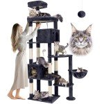 Globlazer F83 Giant Cat Tree, 83 inch Cat Tree for Indoor Cats Large Adult, XXL Cat Tower with 9 Scratching Posts for 20lb+ Heavy Duty Large Adult Cats, Dark Grey