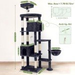 Globlazer F83 Giant Cat Tree, 83 inch Cat Tree for Indoor Cats Large Adult, XXL Cat Tower with 9 Scratching Posts for 20lb+ Heavy Duty Large Adult Cats, Dark Grey
