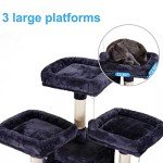 Hey-brother Cat Tree, 71 inches XL Large Cat Tower for Indoor Cats, Multi-Level Cat House with 3 Padded Perches, Big Scratcher, Cozy Basket, 2 Cat Condos and Scratching Posts, Smoky Gray MPJ034G
