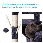 Hey-brother Cat Tree, 71 inches XL Large Cat Tower for Indoor Cats, Multi-Level Cat House with 3 Padded Perches, Big Scratcher, Cozy Basket, 2 Cat Condos and Scratching Posts, Smoky Gray MPJ034G