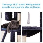 Hey-brother Cat Tree, 71 inches XL Large Cat Tower for Indoor Cats, Multi-Level Cat House with 3 Padded Perches, Big Scratcher, Cozy Basket, 2 Cat Condos and Scratching Posts, Smoky Gray MPJ034G