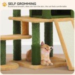 YITAHOME Tall Cat Tree Tower with Leaves for Indoor Cats, 72.8in Cute Cat Climbing Tower with Self-Grooming Brush, Cat Condo, Top Perch, Basktet, Sisal Scratching Posts and Board,Toy Balls