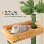 YITAHOME Tall Cat Tree Tower with Leaves for Indoor Cats, 72.8in Cute Cat Climbing Tower with Self-Grooming Brush, Cat Condo, Top Perch, Basktet, Sisal Scratching Posts and Board,Toy Balls