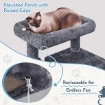Yaheetech Cat Tree Cat Tower, 40-Inch Cat Condo with Oversized Soft Platform, Scratching Board, Basket and Hammock, Cat Furniture for Kittens Cats Pets, Dark Gray