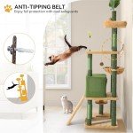 YITAHOME Tall Cat Tree Tower with Leaves for Indoor Cats, 72.8in Cute Cat Climbing Tower with Self-Grooming Brush, Cat Condo, Top Perch, Basktet, Sisal Scratching Posts and Board,Toy Balls