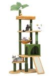 YITAHOME Tall Cat Tree Tower with Leaves for Indoor Cats, 72.8in Cute Cat Climbing Tower with Self-Grooming Brush, Cat Condo, Top Perch, Basktet, Sisal Scratching Posts and Board,Toy Balls