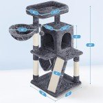 Yaheetech Cat Tree Cat Tower, 40-Inch Cat Condo with Oversized Soft Platform, Scratching Board, Basket and Hammock, Cat Furniture for Kittens Cats Pets, Dark Gray