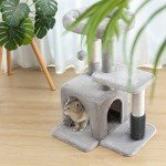 Pesofer Cat Tree, Small Cat Condo with Sisal Scratching Post and Massage Post Light Gray