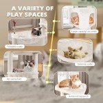 YOUPET 33.46" Cat Tree Tower with Cat Condo and Scratching Post for Indoor Cats, Activity Center Cat Furniture with Two Big Hammock and Spring Toy Balls, Beige