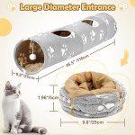 BETOPET Cat Tunnel - 10‘’ Large Collapsible Cat Tunnels for Indoor Cats, Kittens, Rabbits, Ferret - Paw Print