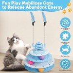 Goosheep Cat Toys Interactive Cat Toys for Indoor Cats Kitten Toys Interactive Cat Toy Cat Puzzle Toy Cat Ball Toy with 2 Cat Teasers (Blue)