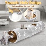 BETOPET Cat Tunnel - 10‘’ Large Collapsible Cat Tunnels for Indoor Cats, Kittens, Rabbits, Ferret - Paw Print