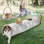 BETOPET Cat Tunnel - 10‘’ Large Collapsible Cat Tunnels for Indoor Cats, Kittens, Rabbits, Ferret - Paw Print