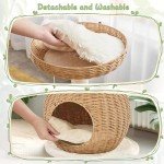 Yaheetech Cat Tree, 29.5in Rattan Cat Tower for Indoor Cats w/Scratching Post, Woven Cat Condo and Soft Cushion Top Perch, Aesthetic Cat Tree for Kittens