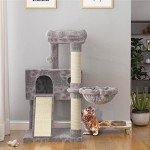 SHA CERLIN Cat Tree 36" Cat Tower, Multi-Level Cat Condo with Scratching Posts for Kittens, Cat Climbing Stand with Plush Ball for Play Rest, Grey