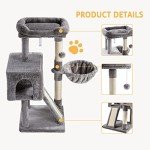 SHA CERLIN Cat Tree 36" Cat Tower, Multi-Level Cat Condo with Scratching Posts for Kittens, Cat Climbing Stand with Plush Ball for Play Rest, Grey