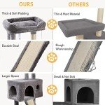 SHA CERLIN Cat Tree 36" Cat Tower, Multi-Level Cat Condo with Scratching Posts for Kittens, Cat Climbing Stand with Plush Ball for Play Rest, Grey