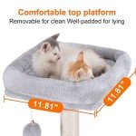 Heybly Cat Tree with Toy, Cat Tower condo for Indoor Cats, Cat House with Padded Plush Perch, Cozy Hammock and Sisal Scratching Posts, Light Gray HCT004SW