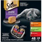 SHEBA Perfect Portions Paté Wet Cat Food Trays (24 Count, 48 Servings), Savory Chicken, Roasted Turkey, and Tender Beef Entrée, Easy Peel Twin-Pack Trays