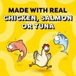 Temptations Creamy Puree with Beef Liver, Salmon, Chicken, and Tuna Squeezable Lickable Wet Cat Treat Variety Pack, 0.42 oz. Tubes, Pack of 48