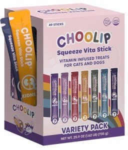 Choolip Squeeze Vita Stick Lickable Treats for Dogs & Cats. 49 Variety Support Sticks with Essential multivitamins. Soft and Tasty Paste for All Life Stages