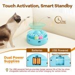 Potaroma Cat Toys 3-in-1 Automatic Interactive Kitten Toy, Fluttering Butterfly, Random Moving Ambush Feather, Track Balls, Dual Power Supplies, USB Powered, Indoor Exercise Cat Kicker (Blue)