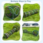 Outdoor Cat Enclosures Portable Cat Tunnel with Carry Bag Breathable Cat Tent Outdoor with 2 Mouse Toys Outside Cat Enclosure for Indoor Cats (2 Cubes + Run Tunnel)