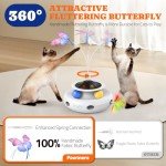 Interactive Cat Toys: 3 in 1 Automatic Cat Toy for Indoor Cats, Electric Kitten Toy with USB Rechargeable, Self Play Kitty Toy with Spinner Fluttering Butterfly, Track Ball and 2 Ambush Feathers