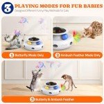 Interactive Cat Toys: 3 in 1 Automatic Cat Toy for Indoor Cats, Electric Kitten Toy with USB Rechargeable, Self Play Kitty Toy with Spinner Fluttering Butterfly, Track Ball and 2 Ambush Feathers