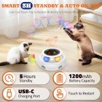 Interactive Cat Toys: 3 in 1 Automatic Cat Toy for Indoor Cats, Electric Kitten Toy with USB Rechargeable, Self Play Kitty Toy with Spinner Fluttering Butterfly, Track Ball and 2 Ambush Feathers