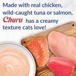 INABA Churu Cat Treats, Grain-Free, Lickable, Squeezable Creamy Purée Cat Treat/Topper with Vitamin E & Taurine, 0.5 Ounces Each, 40 Tubes, Tuna & Seafood Variety Box