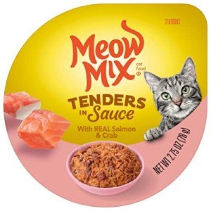 Meow Mix Tenders in Sauce Wet Cat Food, Salmon & Crab, 2.75 Ounce Cup (Pack of 12)