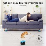 AsFrost Upgraded Interactive Cat Toy for Indoor Cats, Cat Feather Toy Treadmill for Bored Kitten Puppy Play Chase Run Exercise Mental Stimulation, Auto/Manual Control DIY Mouse Hunting Toy-Sky Blue