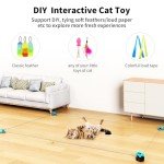 AsFrost Upgraded Interactive Cat Toy for Indoor Cats, Cat Feather Toy Treadmill for Bored Kitten Puppy Play Chase Run Exercise Mental Stimulation, Auto/Manual Control DIY Mouse Hunting Toy-Sky Blue