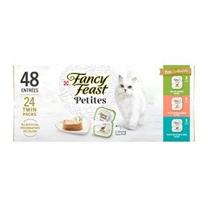 Purina Fancy Feast Gourmet Wet Cat Food Variety Pack, Petites Pate Collection, break-apart tubs, 48 servings - (Pack of 24) 2.8 oz. Tubs